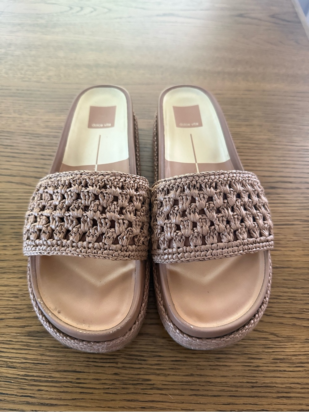 Dolce Vita Beige Woven Slide Mules
